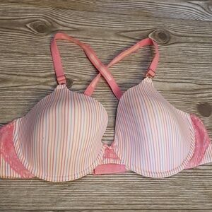 Maidenform pink striped crossback underwire bra size 40C